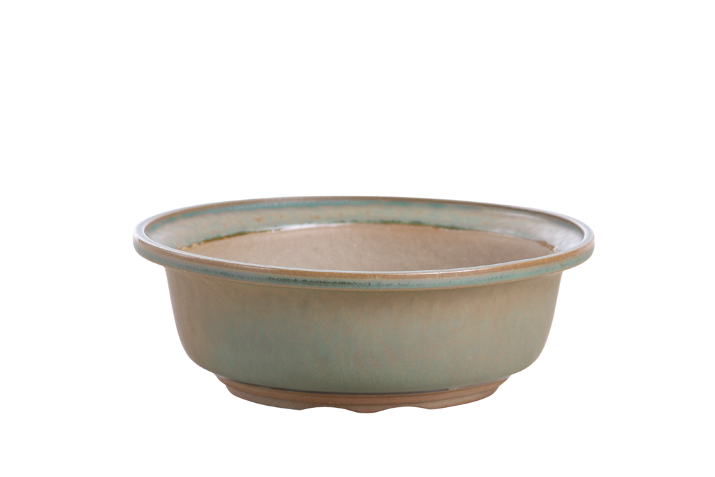 Willow Bonsai Ceramics Round Bonsai Pot 7 Inch – Round Ceramic Bonsai & Succulent Planter with Accentuated Rim and Sculpted Foot Ring, High‑Fired Frost‑Proof Stoneware, Handmade in USA (Speckled Moss)
