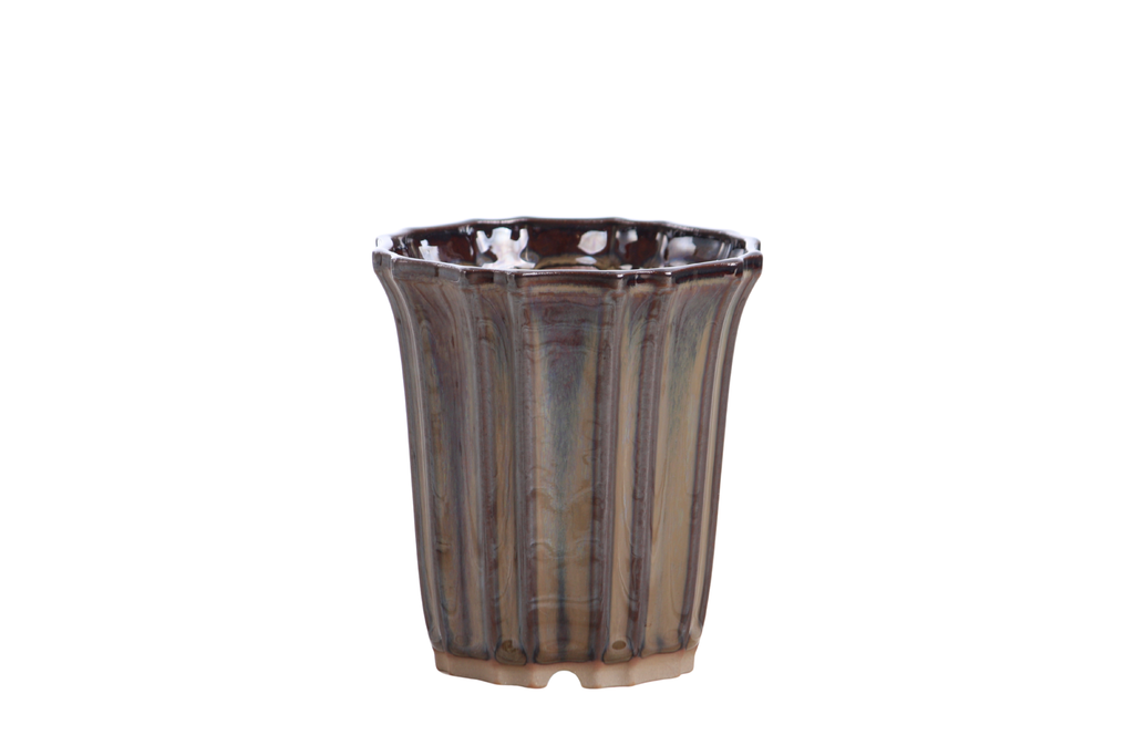 Willow Bonsai Ceramics Flower Design Cascade Bonsai Pot 4.5 Inch – Elegant Tall Ceramic Bonsai & Succulent Planter, High‑Fired Frost‑Proof Stoneware with Drainage & Wiring Holes, Handmade in USA (Dark Honey)