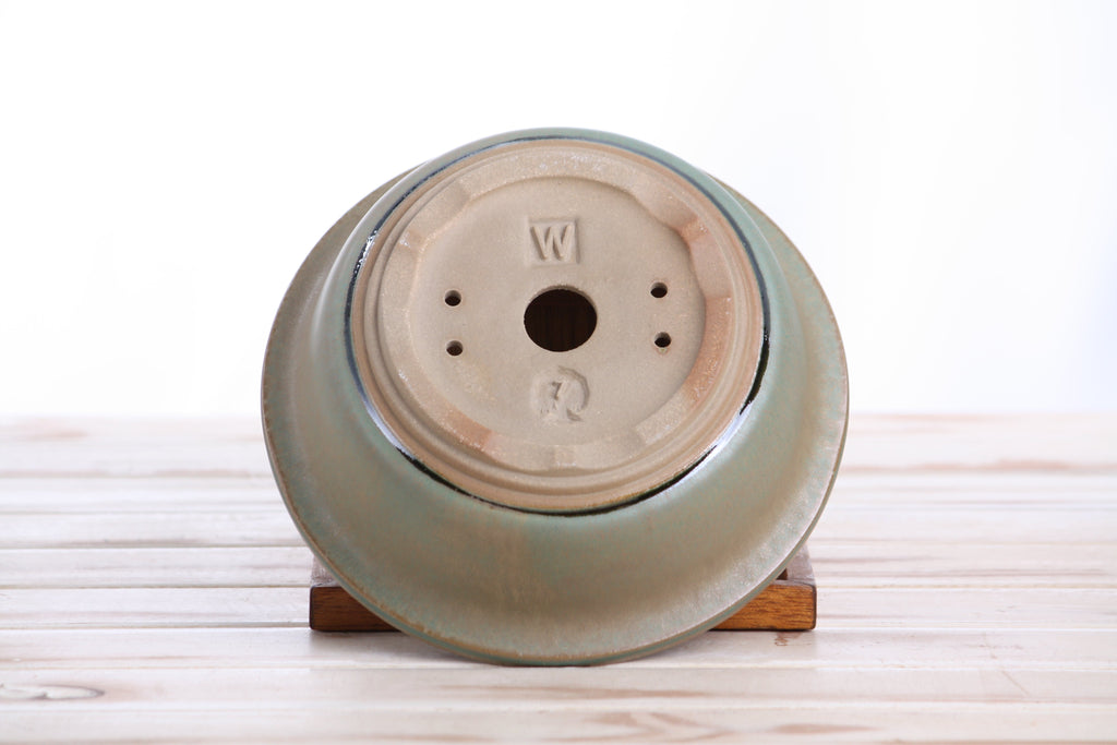 Willow Bonsai Ceramics Round Bonsai Pot 7 Inch – Round Ceramic Bonsai & Succulent Planter with Accentuated Rim and Sculpted Foot Ring, High‑Fired Frost‑Proof Stoneware, Handmade in USA (Speckled Moss)